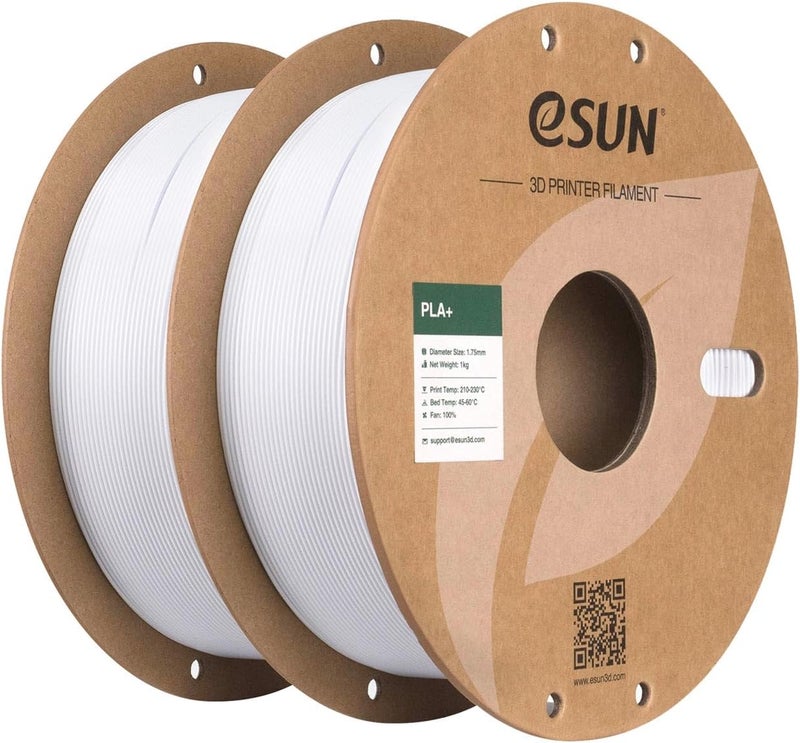 eSUN PLA+ Filament 1.75mm, 3D Printer Filament Dimensional Accuracy +/- 0.03mm, 1kg Cardboard Spool(2.2lbs) 3D Printing Filament, Fits for Most FDM 3D Printers(2 Pack Cold White) - Image 1